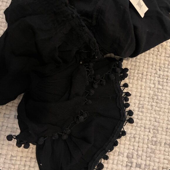 Anthropologie Lilka Pom-Trimmed Off-The-Shoulder Romper - Picture 10 of 10